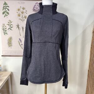 Lululemon Women Gray Herringbone Base Runner 1/2 Zip Pullover Athletic Jacket 10